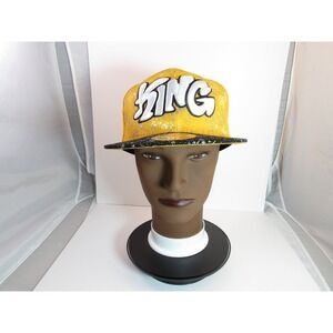 OG Hustle KING Hat Men's Snapback Adjustable Yellow Grey Splatter Graffiti
